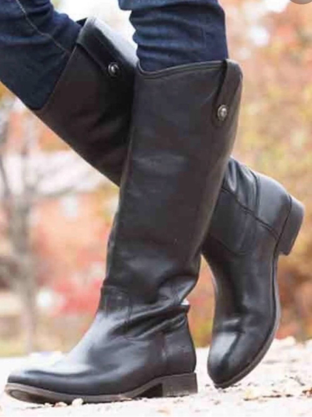 Frye Original Melissa Button Boots- Vintage black leather knee high boots